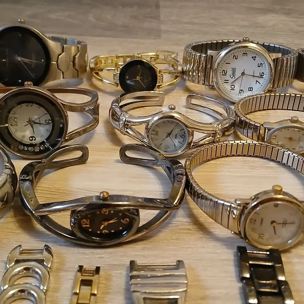 Lot 35+ Watches Parts/Repair ALL Metal Timex Seiko Nine West Anne Klein Armitron